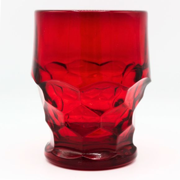 Vintage Viking Glass Ruby Red Georgian Pattern 8 oz Tumbler Honeycomb Design - Picture 6 of 6